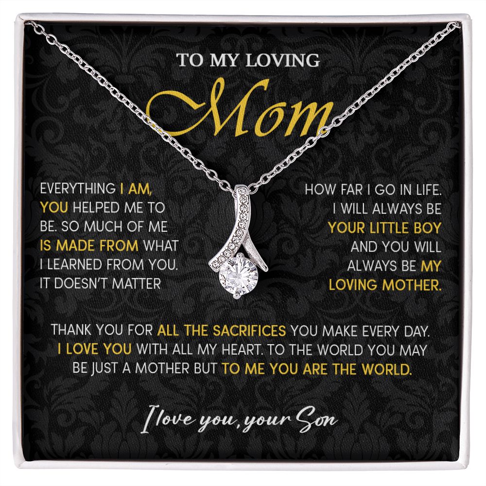 441B To My Loving Mom Necklace, Gift for Mom from Son, Mom Birthday Gifts Necklace