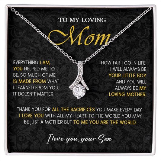 441B To My Loving Mom Necklace, Gift for Mom from Son, Mom Birthday Gifts Necklace