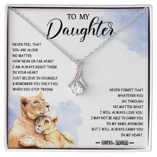 478B To My Daughter Necklace Mother to Daughter Birthday Christmas Gift from Lion Mom