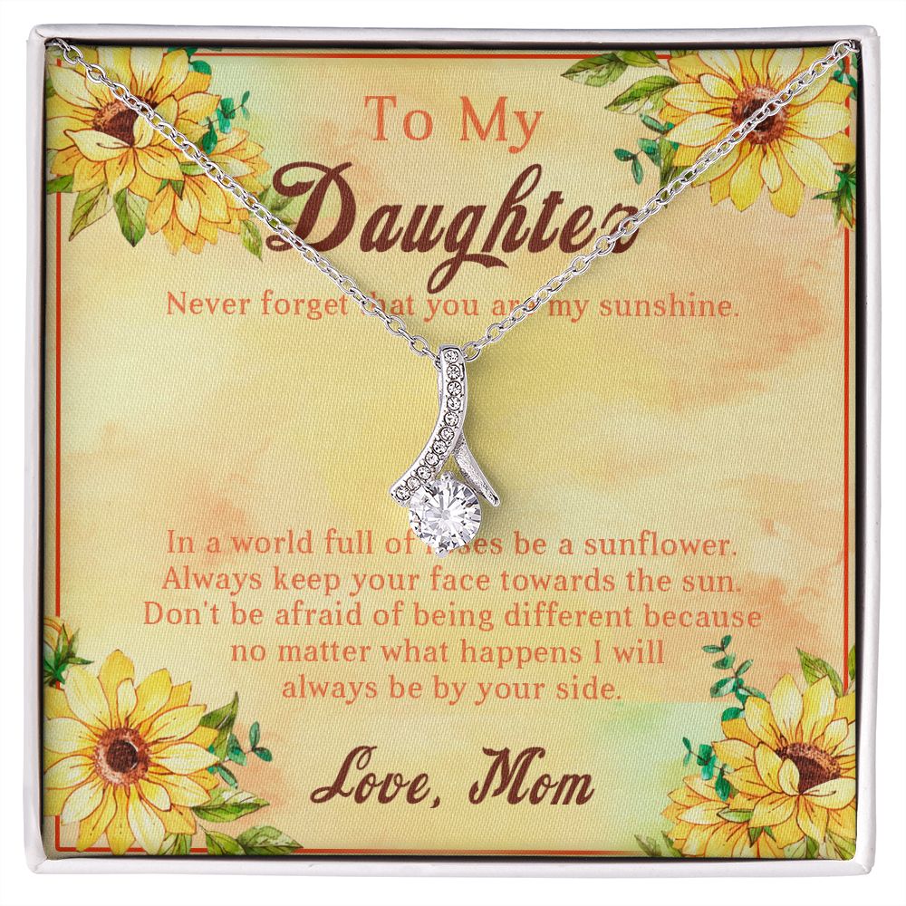 107B Sunflower Necklace, To My Daughter Necklace, Necklace Gift From Mom, Xmas Gift