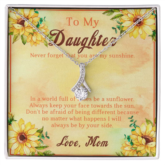107B Sunflower Necklace, To My Daughter Necklace, Necklace Gift From Mom, Xmas Gift