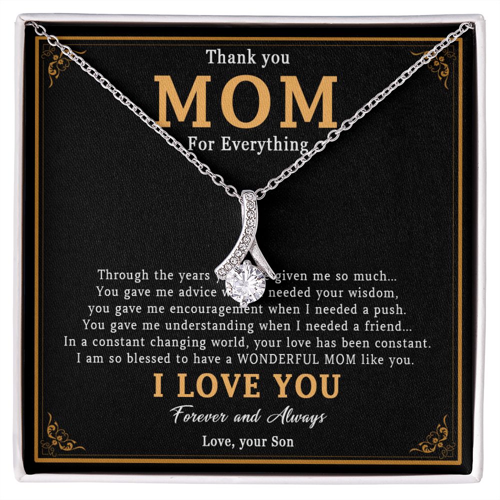 519B Thank You Mom Necklace, Mom Necklace Love Gift, Mom Birthday Gift From Son