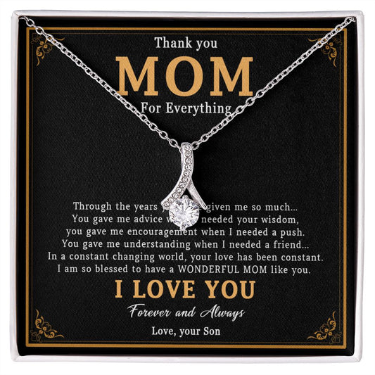 519B Thank You Mom Necklace, Mom Necklace Love Gift, Mom Birthday Gift From Son