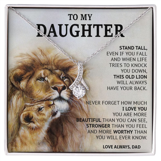 499B To My Daughter Necklace, Xmas Gift For Daughter From Dad, Daughter Father Lion