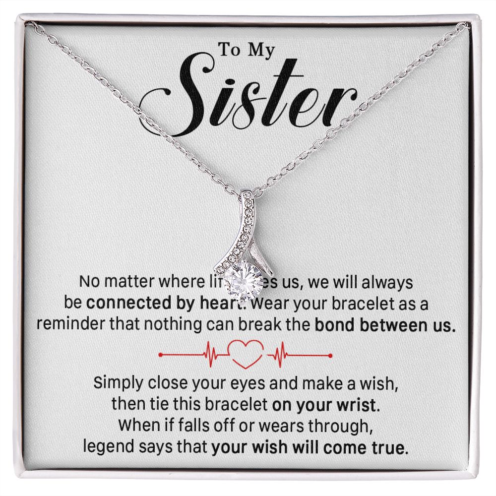 545B To My Sister Necklace, Sister Best Friends Love Heart Necklace, Birthday Gifts