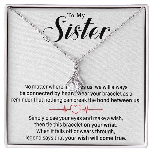 545B To My Sister Necklace, Sister Best Friends Love Heart Necklace, Birthday Gifts