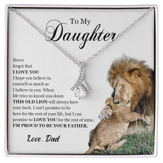 461B To My Daughter Necklace, Gift For Daughter From Dad, Daughter Father Lion, Xmas