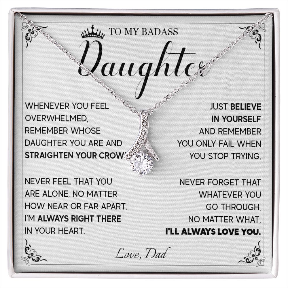 514B To My Badass Daughter Necklace, Birthday Gift For Daughter From Dad, Anniversary