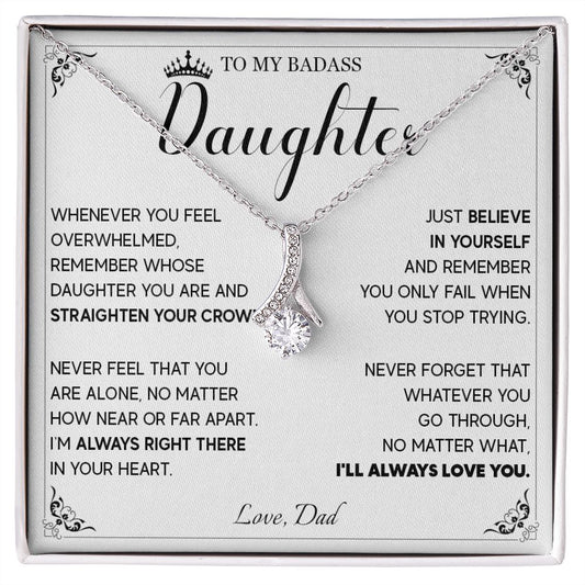 514B To My Badass Daughter Necklace, Birthday Gift For Daughter From Dad, Anniversary