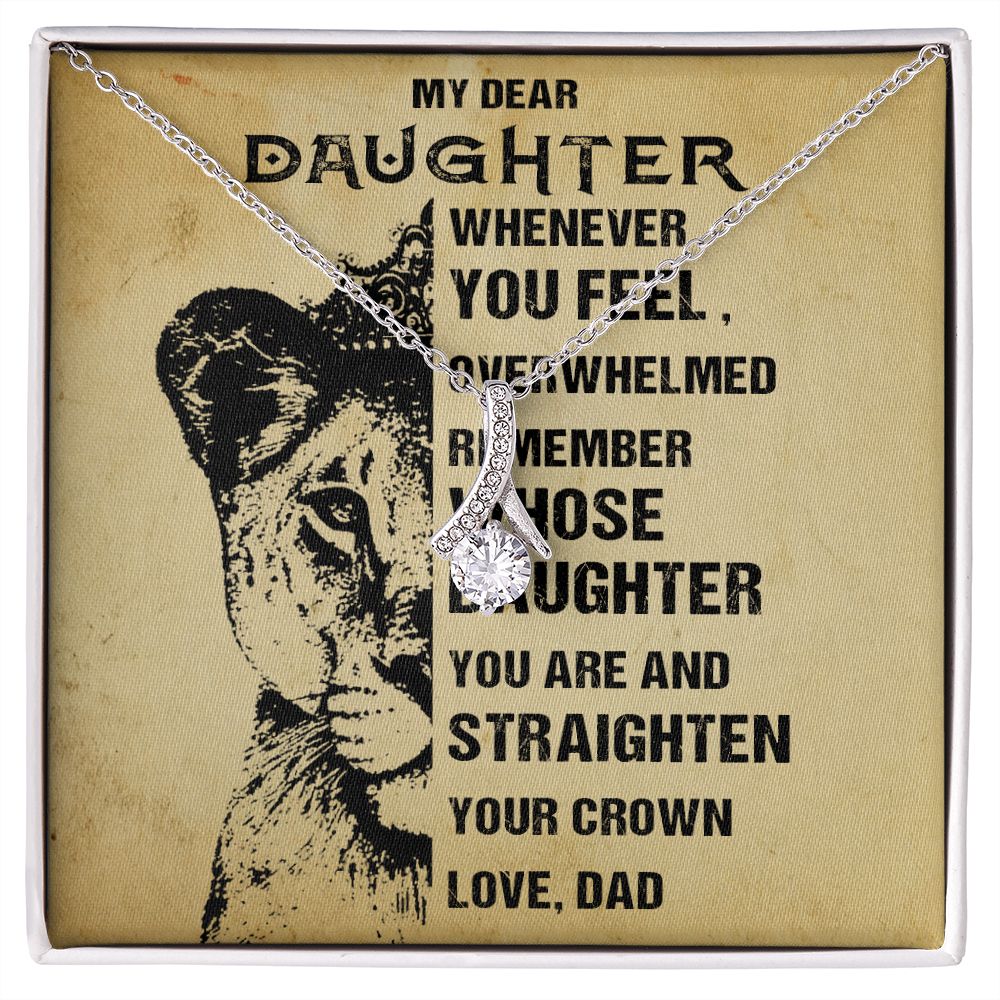 379B To My Daughter Necklace, Lion Necklace Gift Birthday, Necklace Gift From Dad