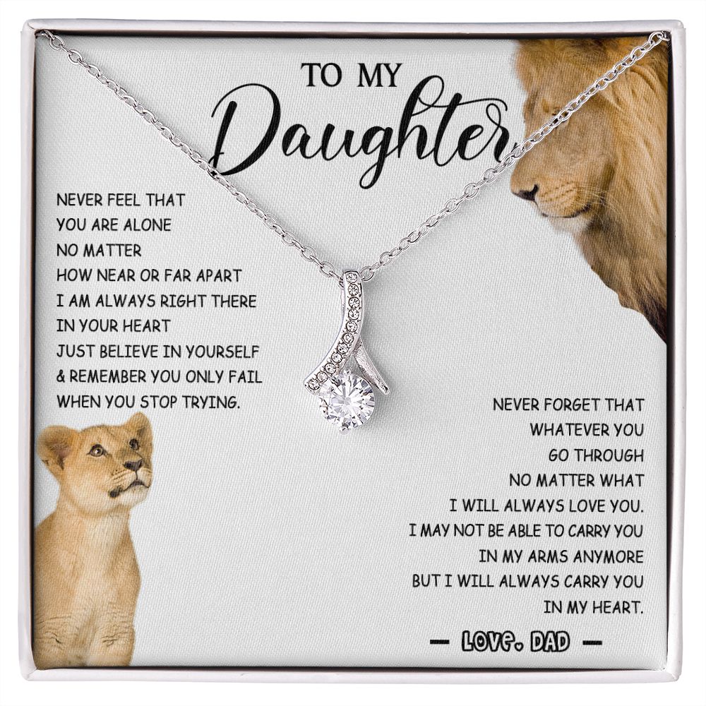 477B To My Daughter Necklace Father to Daughter Birthday Christmas Gift from Lion Dad
