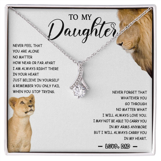 477B To My Daughter Necklace Father to Daughter Birthday Christmas Gift from Lion Dad