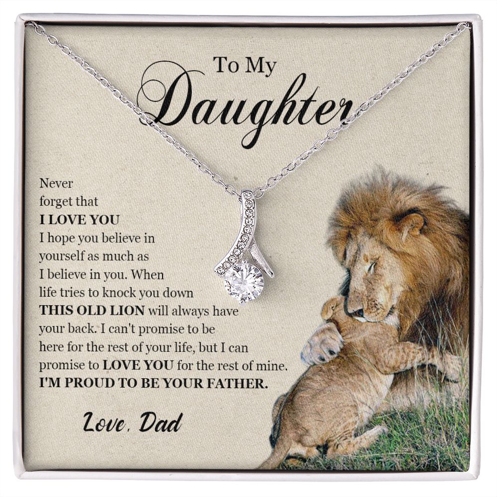 462B To My Daughter Necklace, Gift For Daughter From Dad, Daughter Father Lion Gift,