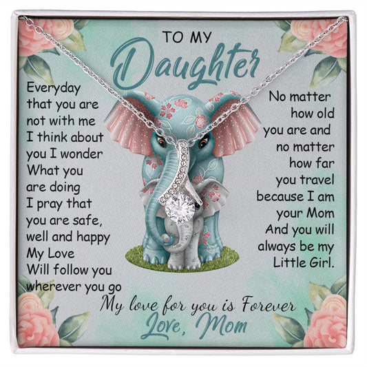57B To My Daughter Necklace, Gift For Daughter From Mom, Daughter Mother Elephant
