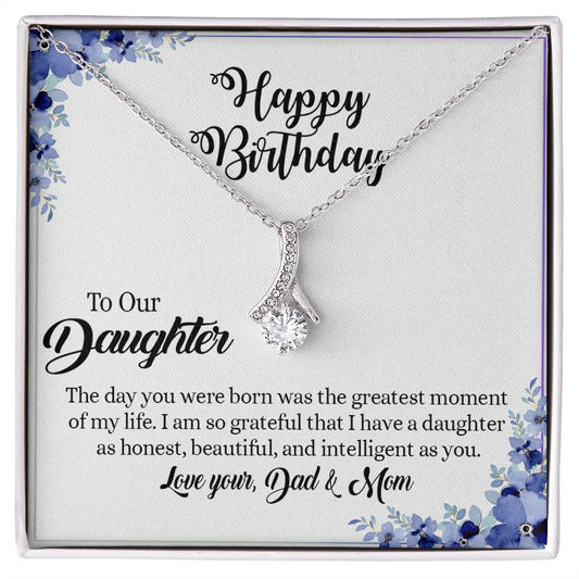 394B To My Daughter Necklace, Xmas Birthday Gift For Daughter From Dad & Mom