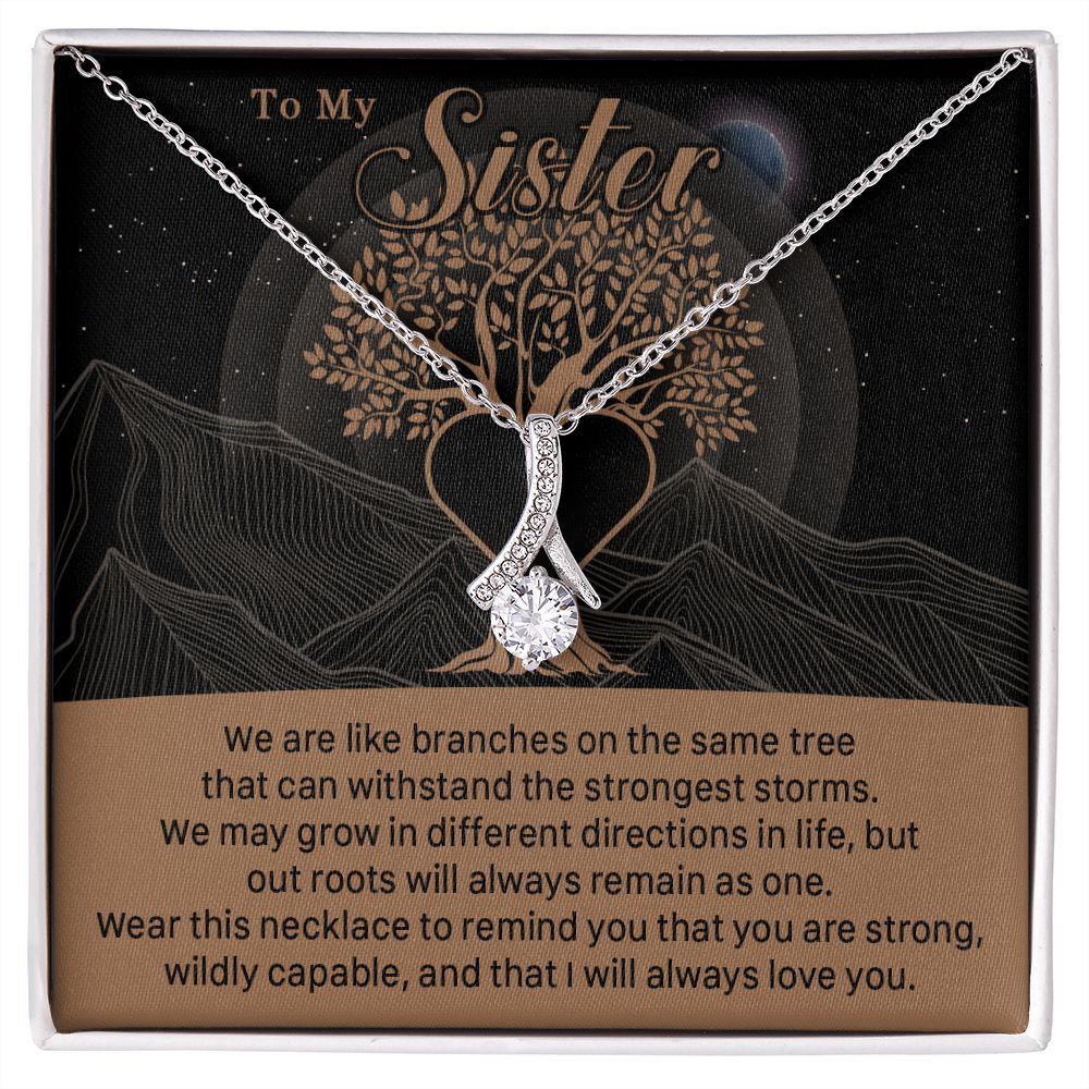 547B To My Sister, Strong Roots Heart Pendant Necklace Gift for Sister Birthday, Xmas