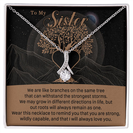 547B To My Sister, Strong Roots Heart Pendant Necklace Gift for Sister Birthday, Xmas
