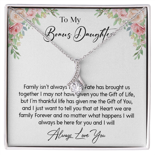 466B To My Bonus Daughter Necklace, Gift For Daughter, Birthday Graduation Christmas