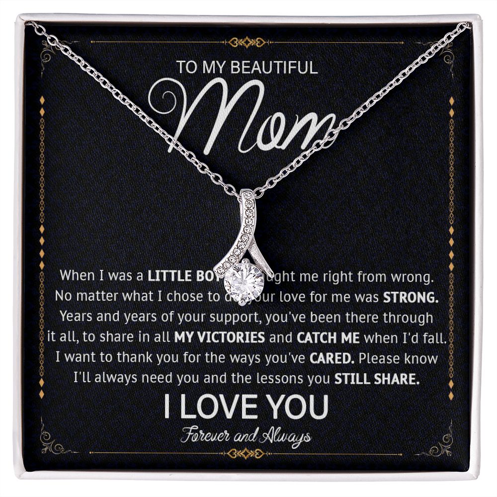 527B Love Knot Necklace To Mom From Daughter Son, Birthday Jewelry To Mom, Mother Day