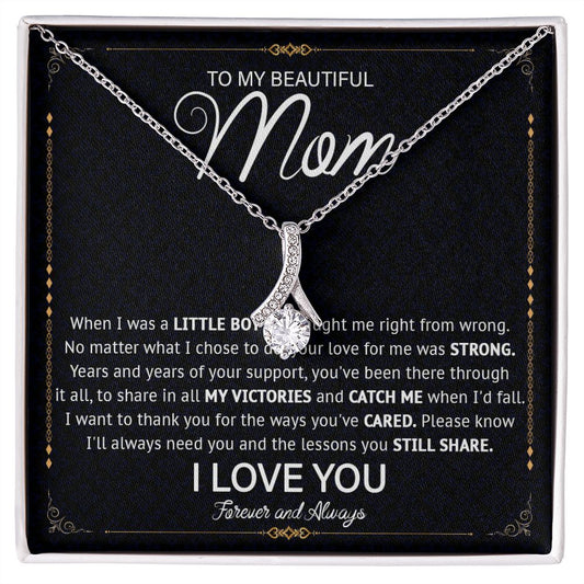 527B Love Knot Necklace To Mom From Daughter Son, Birthday Jewelry To Mom, Mother Day