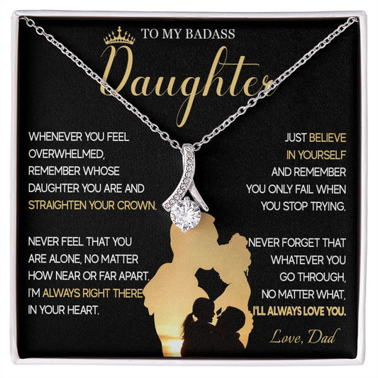 515B To My Badass Daughter Necklace, Birthday Gift For Daughter From Dad, Christmas