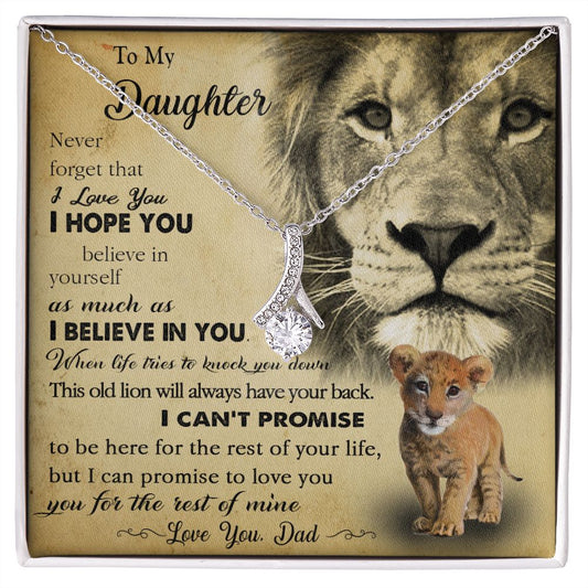385B To My Daughter Necklace Love Dad, Lion Necklace, Gift Birthday, Holiday