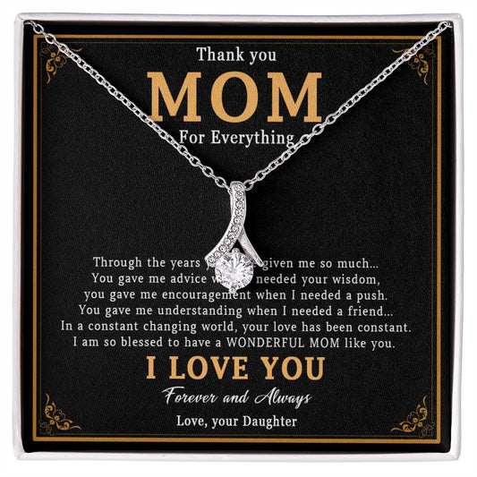 518B Love my Mom Necklace, Thank You Mom Necklace, Mom Birthday Gift From Daughter