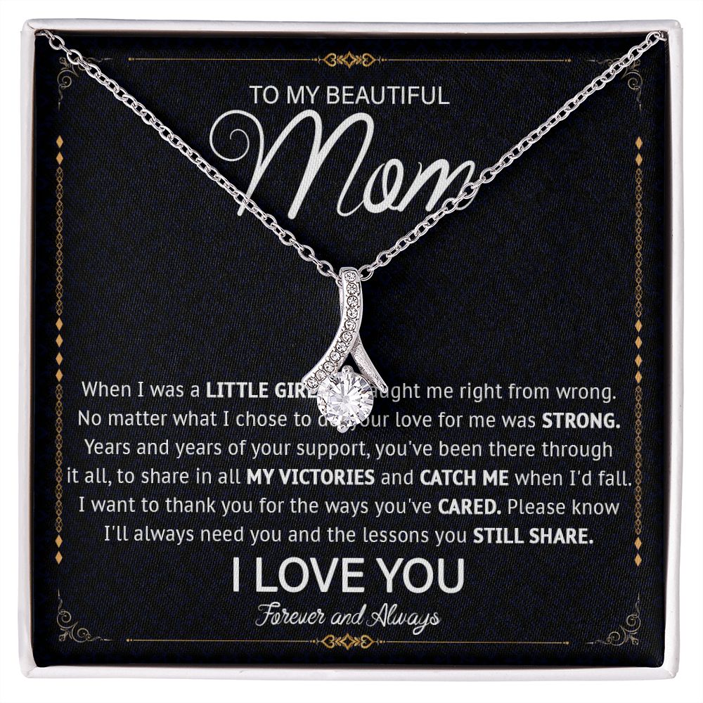 526B Love Knot Necklace To Mom From Daughter Son, Birthday Jewelry To Mom, Mommy