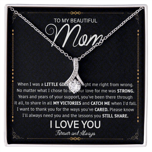 526B Love Knot Necklace To Mom From Daughter Son, Birthday Jewelry To Mom, Mommy