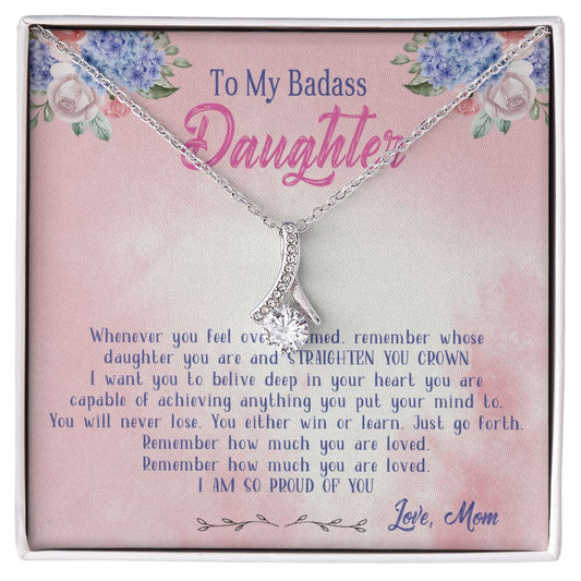 47B To My Badass Daughter Necklace From Mom, Badass Daughter Necklace Birthday