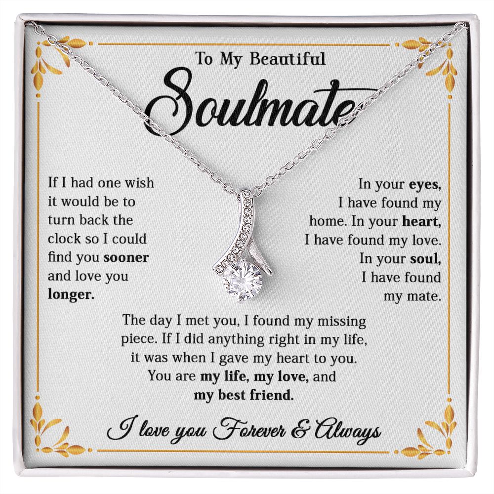 615B To My Beautiful Soulmate Necklace, Gift for Wife, Girlfriend, Valentine Gift