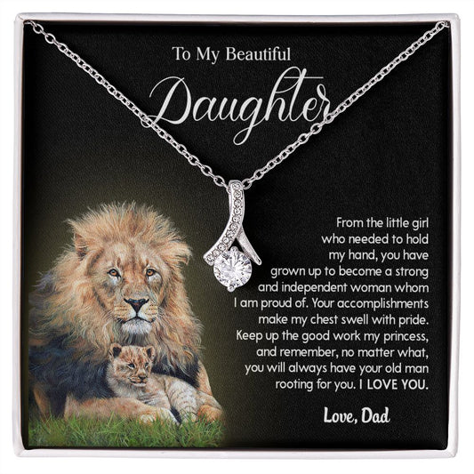 619B To My Daughter Necklace From Dad, Father Daughter Gift,Christmas Birthday Gift