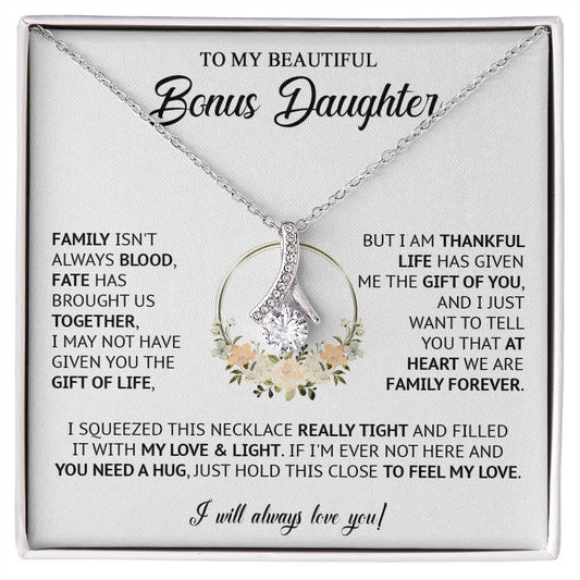585B Bonus Daughter Necklace, Birthday Gift for Daughter from Dad Mom, Step Daughter