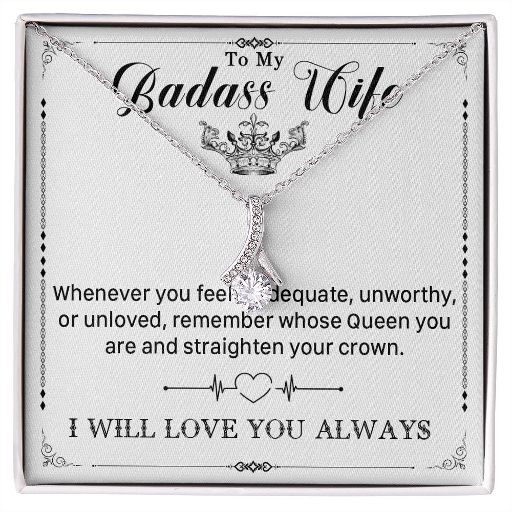 546B To My Badass Wife Pendant Necklace, Wife Necklace Birthday Gift from Husband
