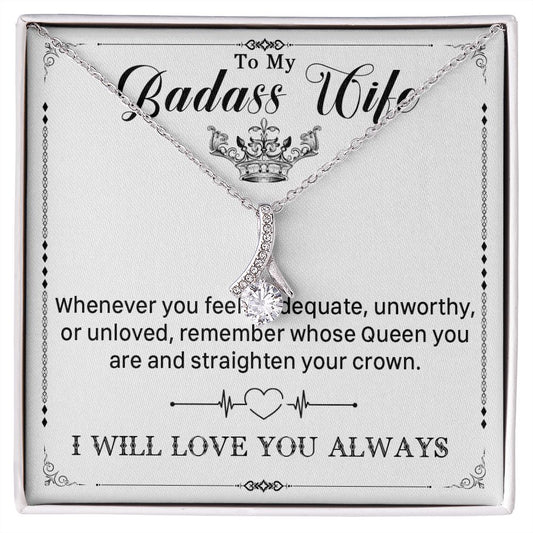546B To My Badass Wife Pendant Necklace, Wife Necklace Birthday Gift from Husband