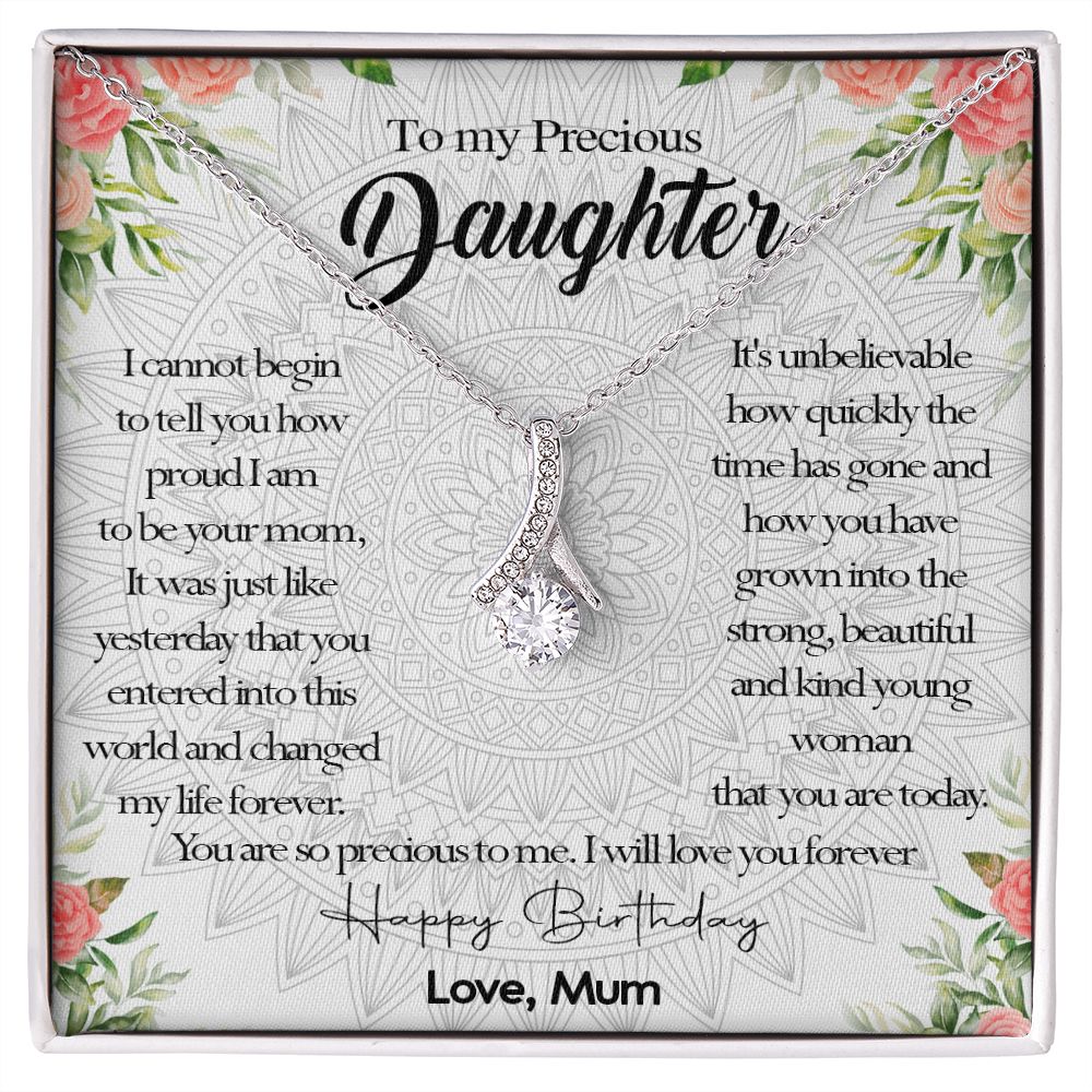395B To My Daughter Precious Necklace, Birthday Gift Necklace From Mum, Necklace Gift