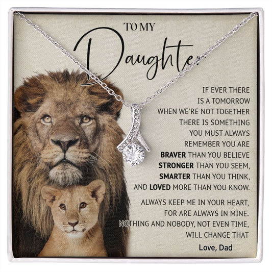 506B To My Daughter Necklace, Gift For Daughter From Dad, Lion Father Gift, Love Gift