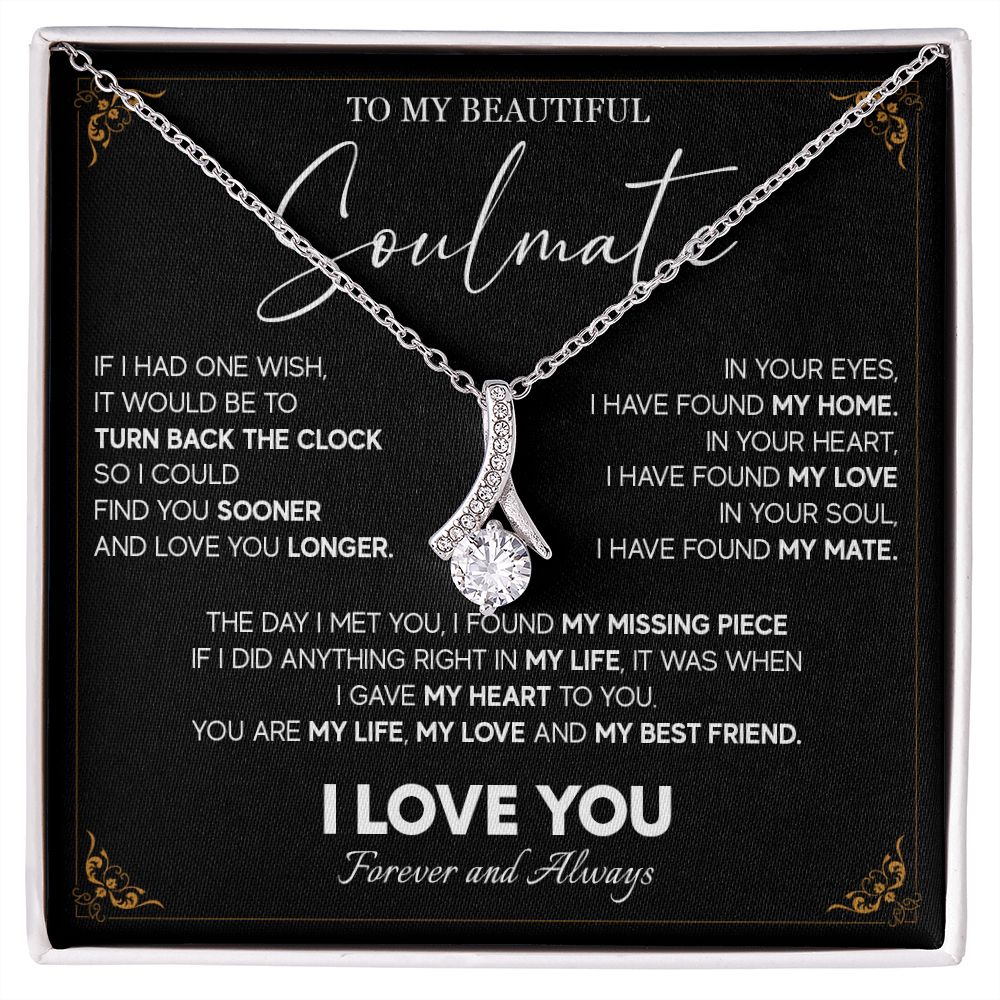 512B To My Beautiful Soulmate Necklace, Gift for Girlfriend, Wife, Anniversary Gift