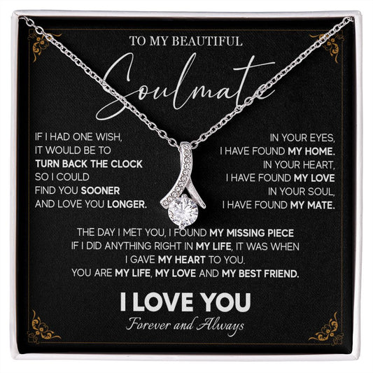512B To My Beautiful Soulmate Necklace, Gift for Girlfriend, Wife, Anniversary Gift
