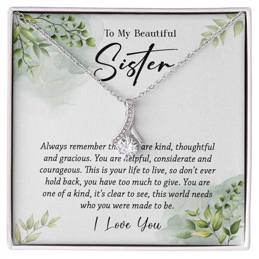 624B To My Sister Necklace,Christmas Birthday Gift For Sister From Brother/Sister