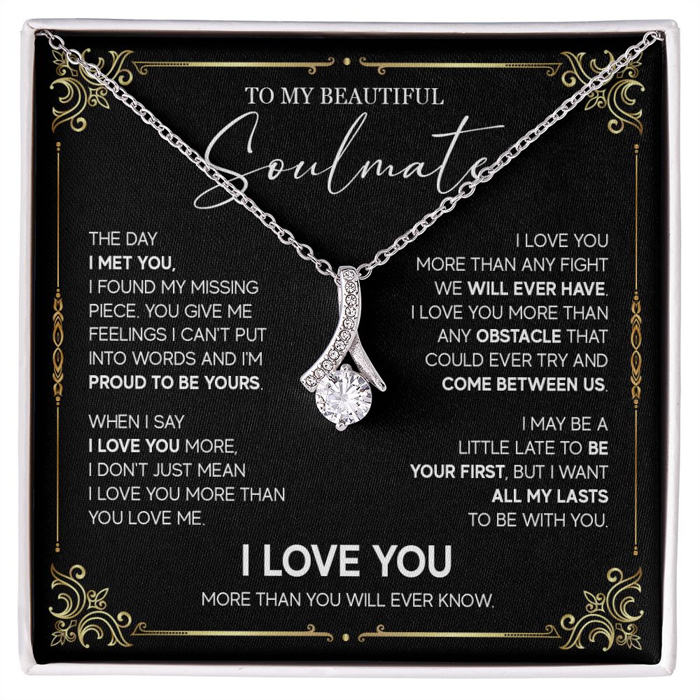 498B To My Soulmate Knot Necklace, Soulmate Necklace Gift, Birthday Gifts for Womens