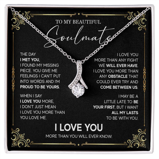 498B To My Soulmate Knot Necklace, Soulmate Necklace Gift, Birthday Gifts for Womens
