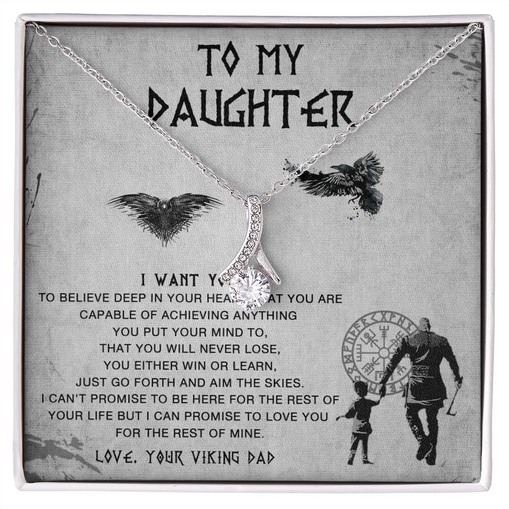 117B To My Daughter Necklace From Viking Dad, Gift For Viking Daughter Gift Necklace