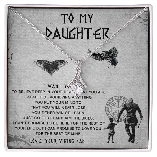 117B To My Daughter Necklace From Viking Dad, Gift For Viking Daughter Gift Necklace
