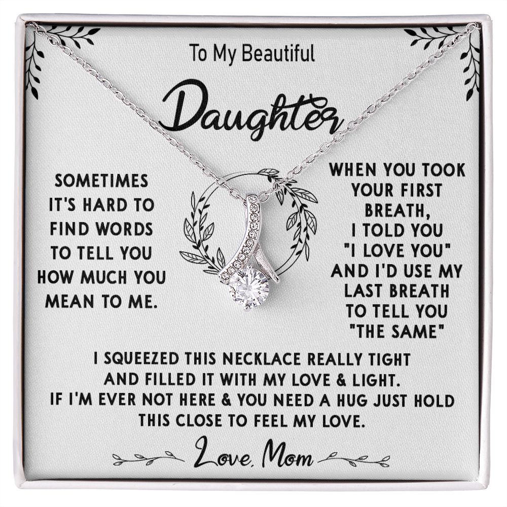 112B To My Beautiful Daughter Necklace, Daughter Mother Necklace, Gift Xmas From Mom