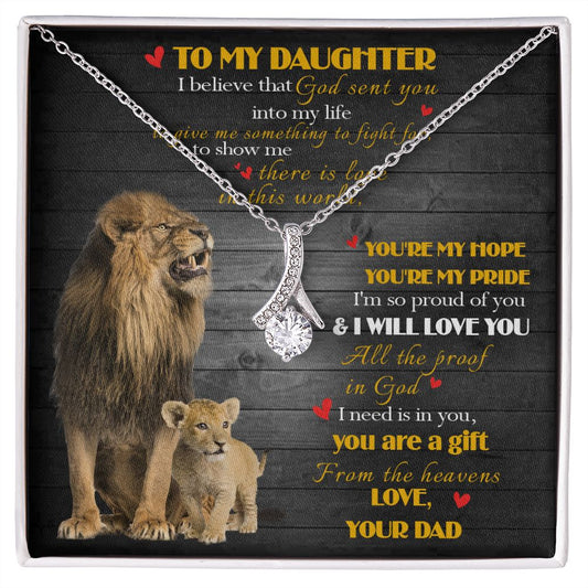 392B To My Daughter Necklace, Xmas Gift For Daughter From Dad, Daughter Father Lion
