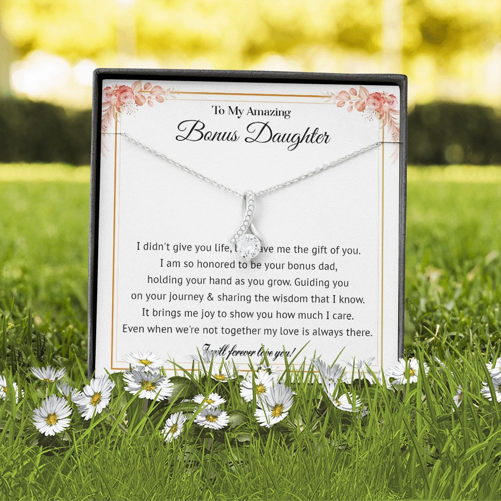578B To My Bonus Daughter Necklace, Gift For Daughter Necklace, Bonus Daughter Gifts