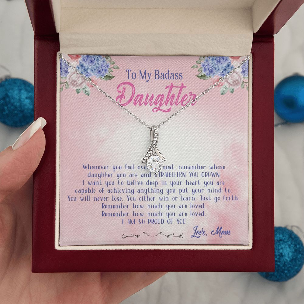 47B To My Badass Daughter Necklace From Mom, Badass Daughter Necklace Birthday
