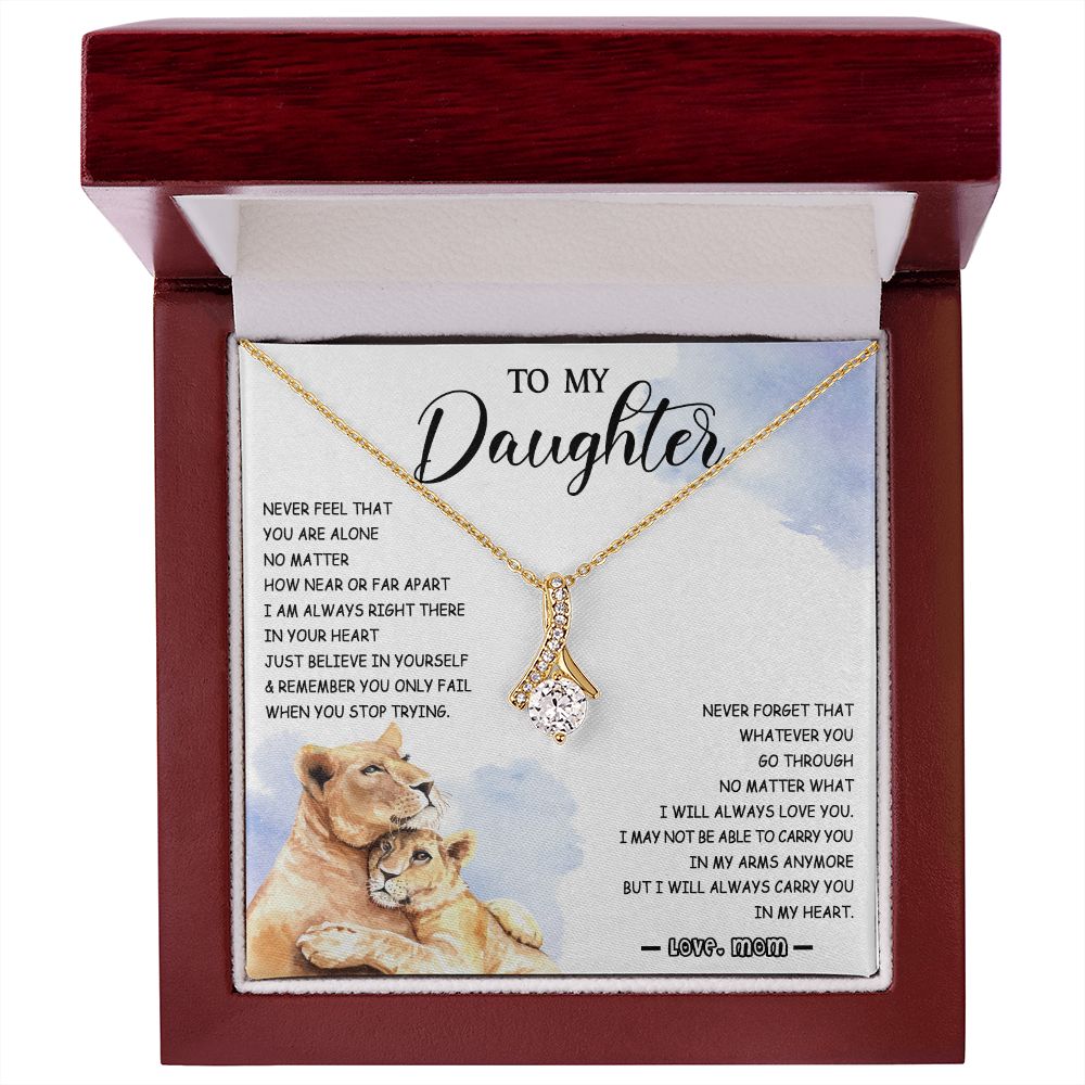 478B To My Daughter Necklace Mother to Daughter Birthday Christmas Gift from Lion Mom