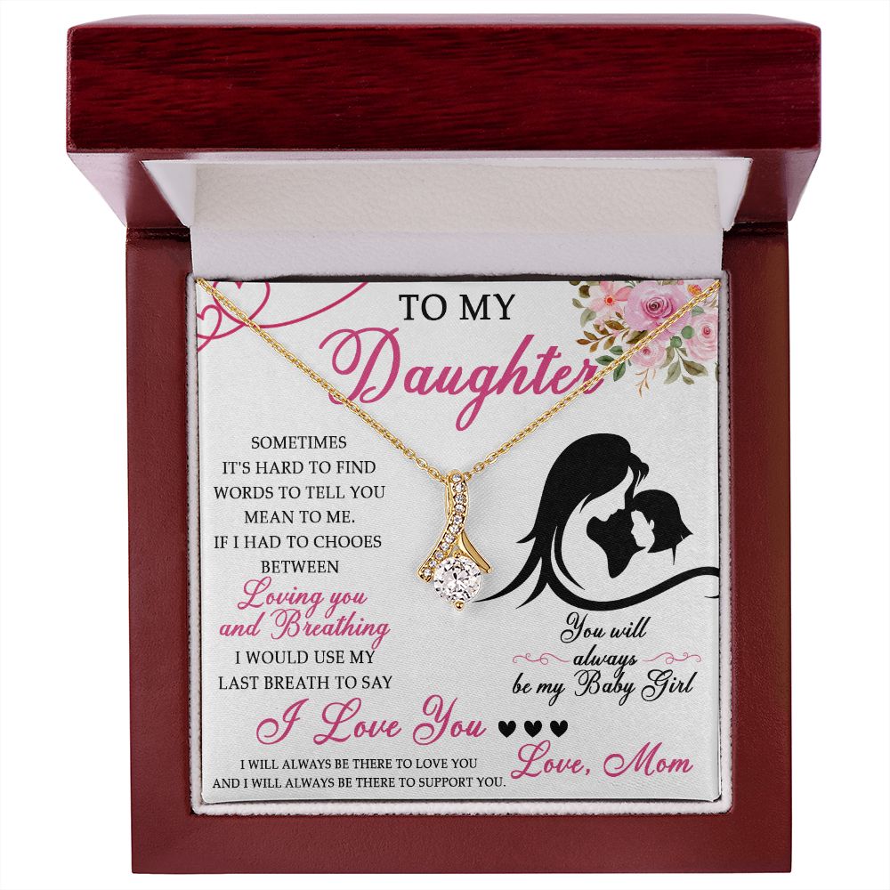 50B To My Daughter Necklace From Mom, Jewelry Gift For Daughter On Birthday, Holiday